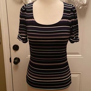 White House Black Market Black Striped Top Size XS